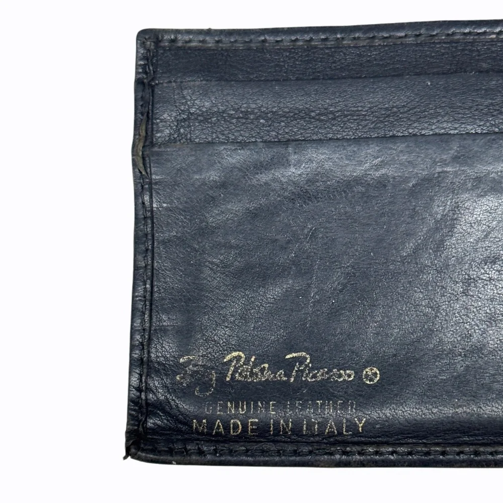Vintage Paloma Picasso Black Leather Wallet / Card Holder Made in Italy
